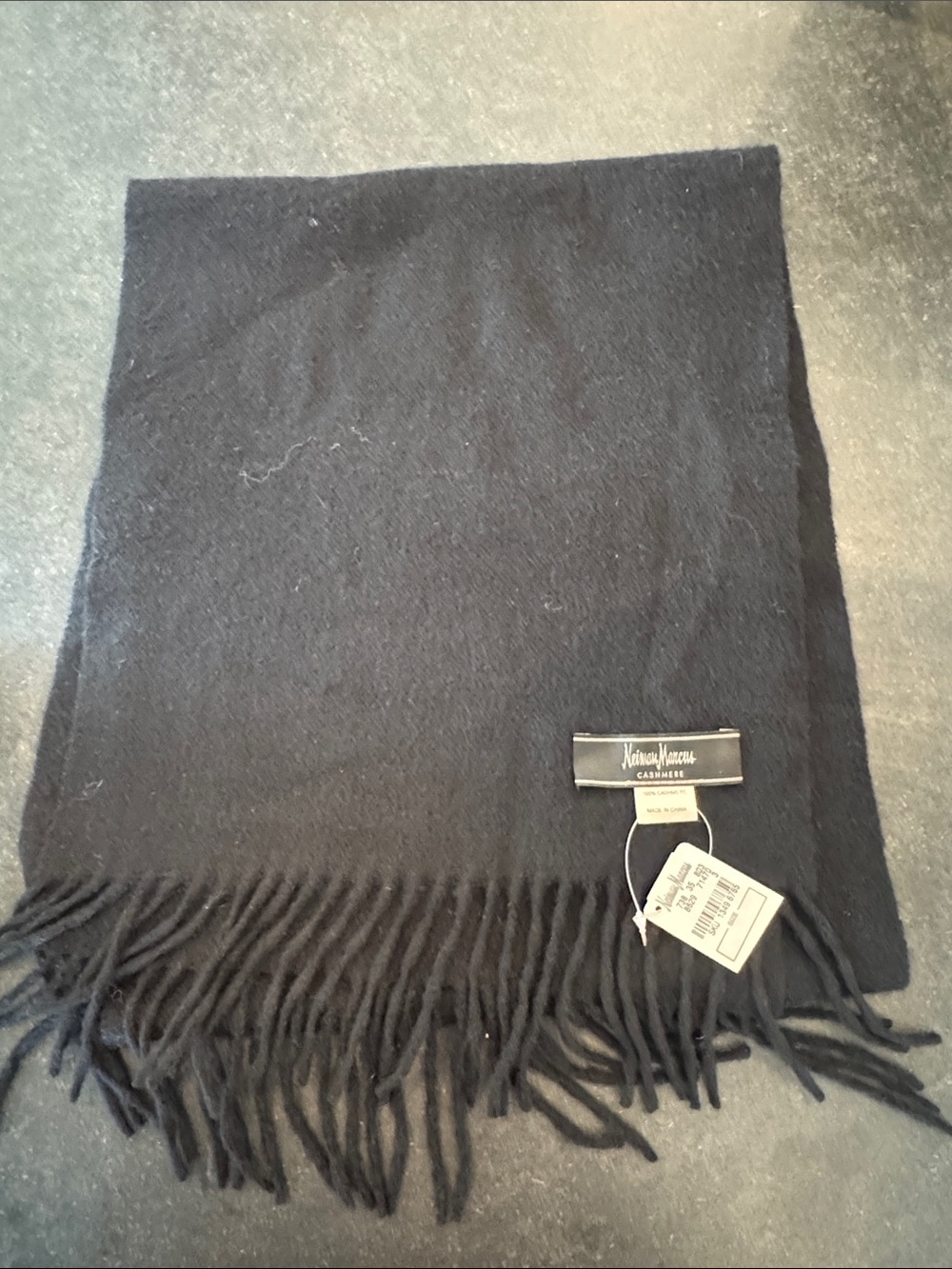 Neiman Marcus Black Fringe Cashmere Scarf